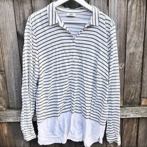 J. Jill olive + white striped button down (XL)